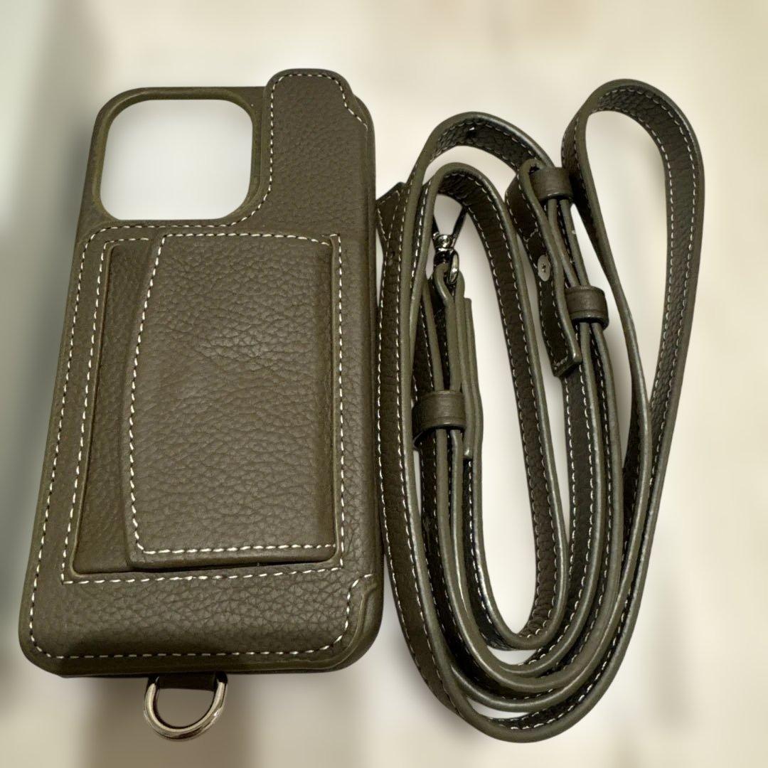 Demiurvo iPhone 13pro ケース ストラップ カーキ