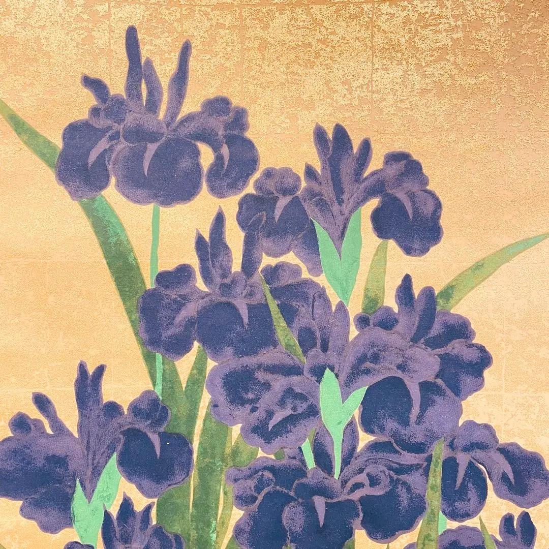 3038 尾形光琳 「カキツバタ」 工芸印刷 絹本 日本画 掛軸 おもてなし