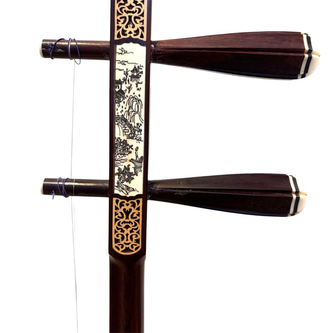二胡　紫檀精品　錦蛇皮　古月琴坊　専用ケース　交換弦付き