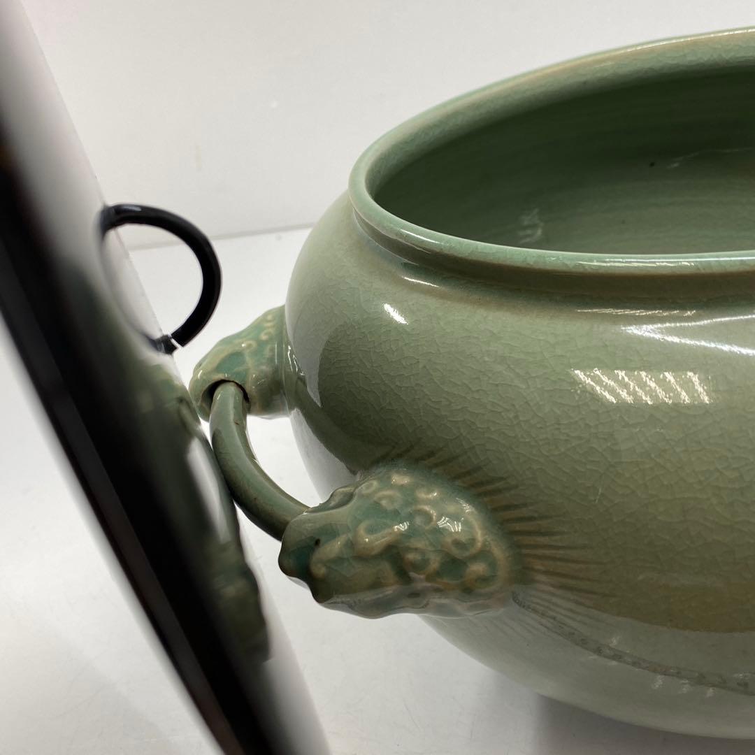 専用　柳海剛　取手付獅子耳　水指　高さ20㎝　東ま5-1118①