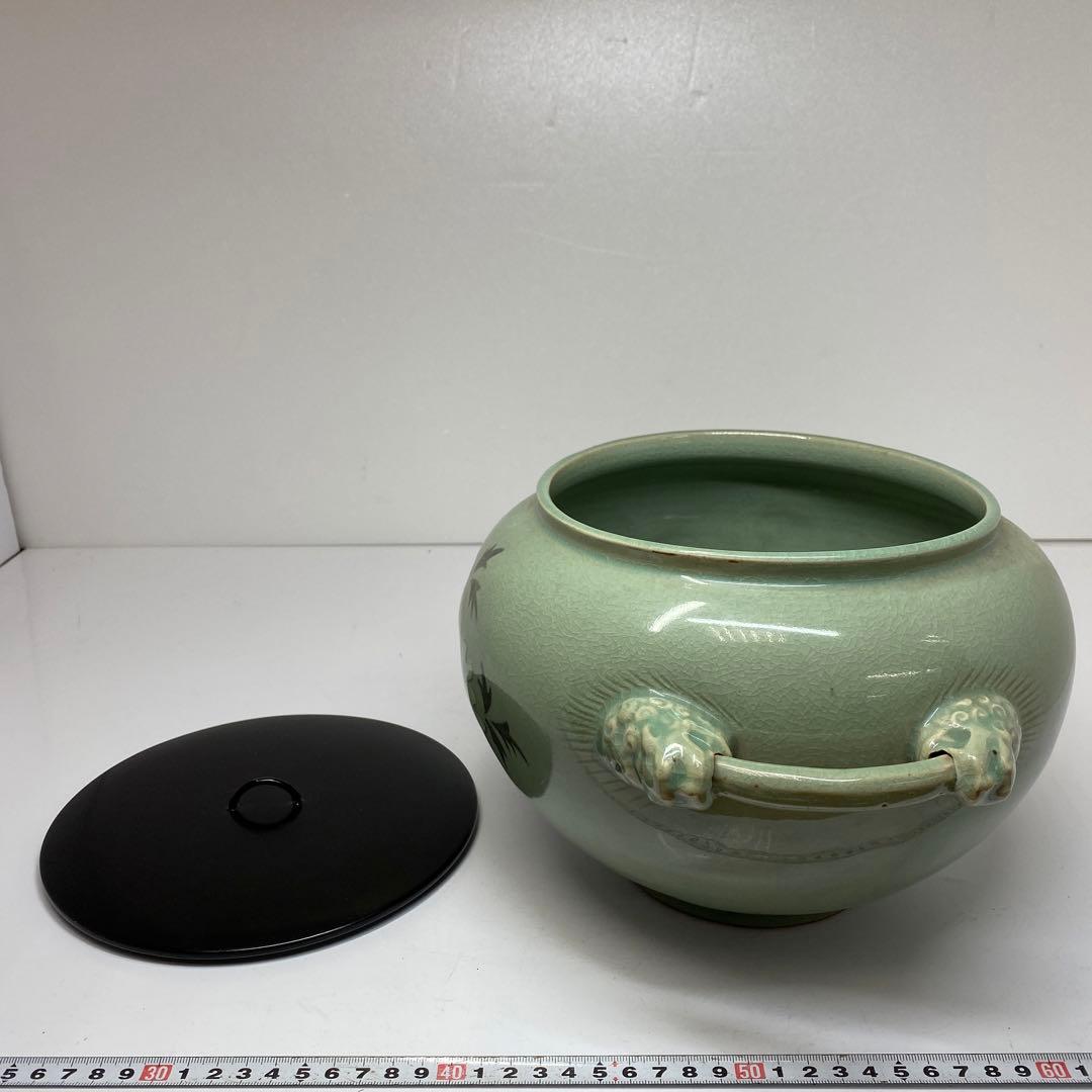 専用　柳海剛　取手付獅子耳　水指　高さ20㎝　東ま5-1118①