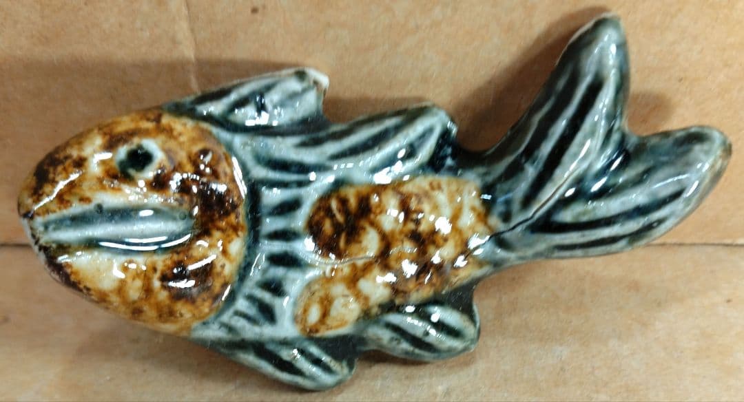 金城次郎 魚箸置(3点一組）共箱 栞 人間国宝 美品 壷屋焼 やちむん 壺屋焼