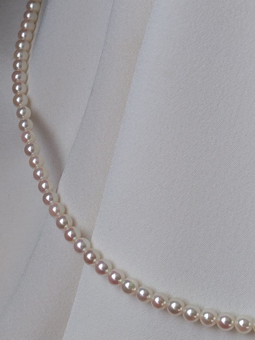 K18WG スライド式アジャスター付き アコヤ真珠ベビーパールネックレス