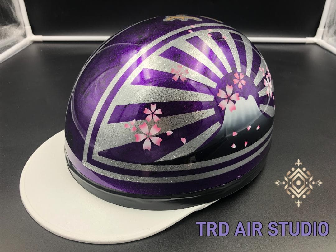 コルク半　カスタム　富士日章　三つボタン　パープルラップラメ　桜　高級クリヤ