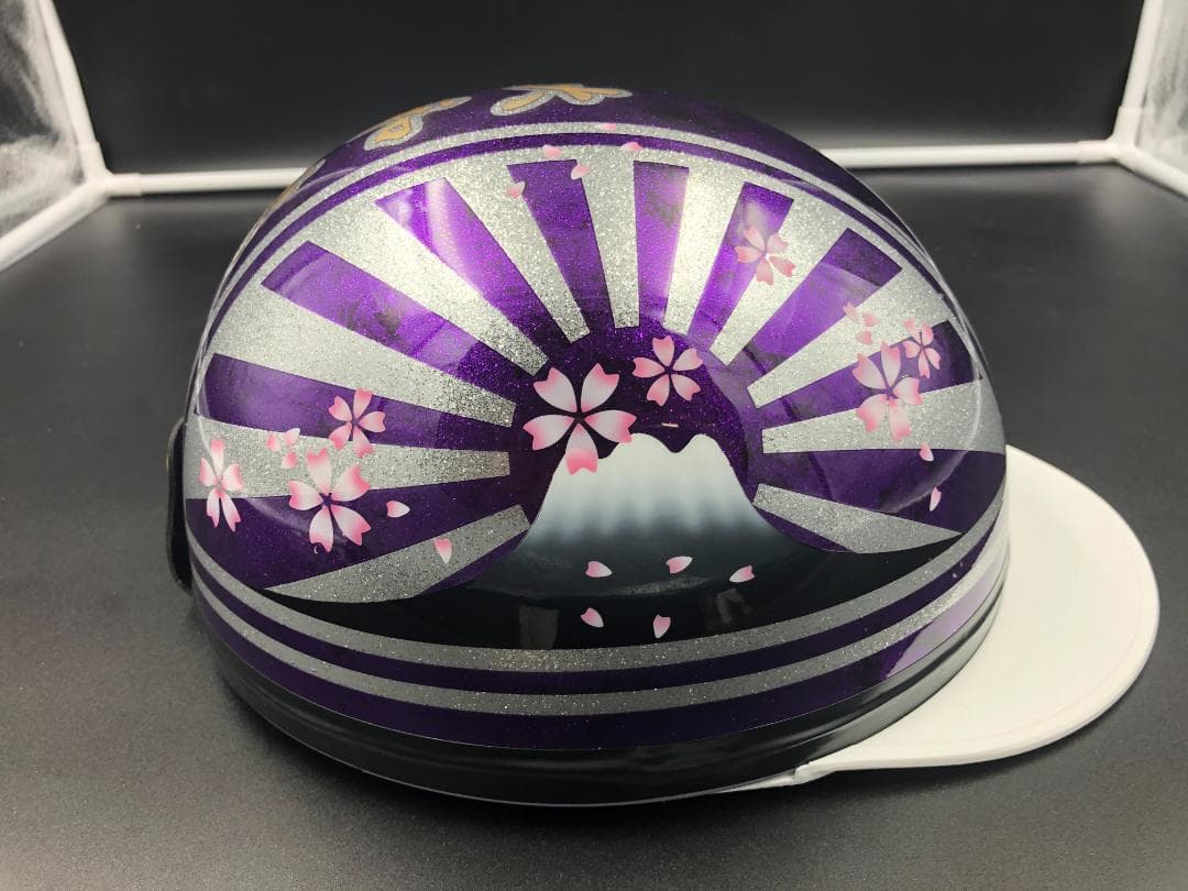 コルク半　カスタム　富士日章　三つボタン　パープルラップラメ　桜　高級クリヤ