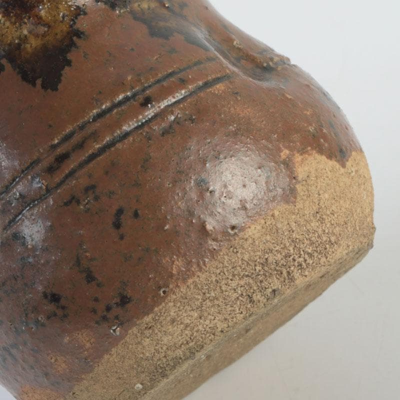 茶道具　萩焼　野坂江月作　耳付瓢形　茶入　仕覆付　森山歓渓極め箱　V　9399