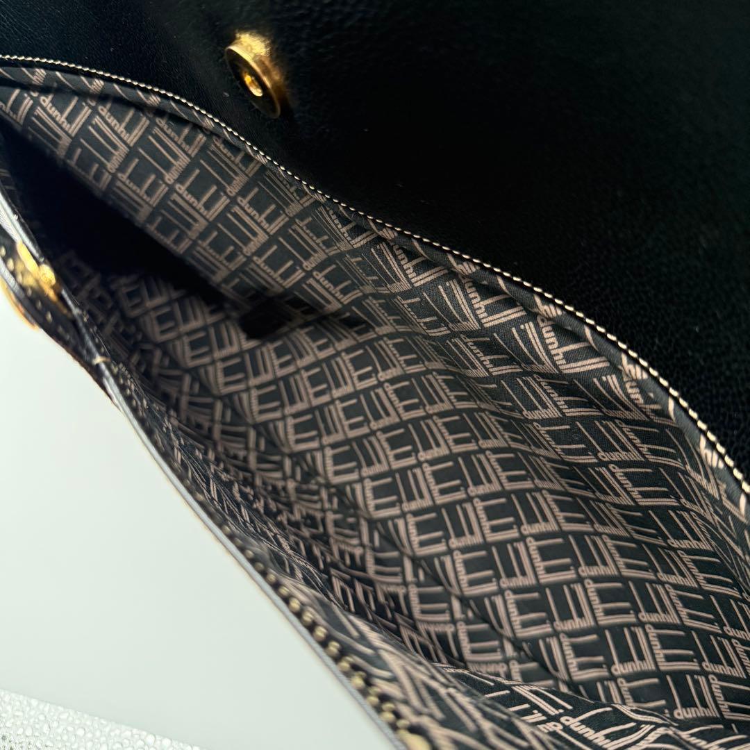 dunhill ダンヒル メンズ ロゴ金具 レザー 2way ビジネスバッグ 黒