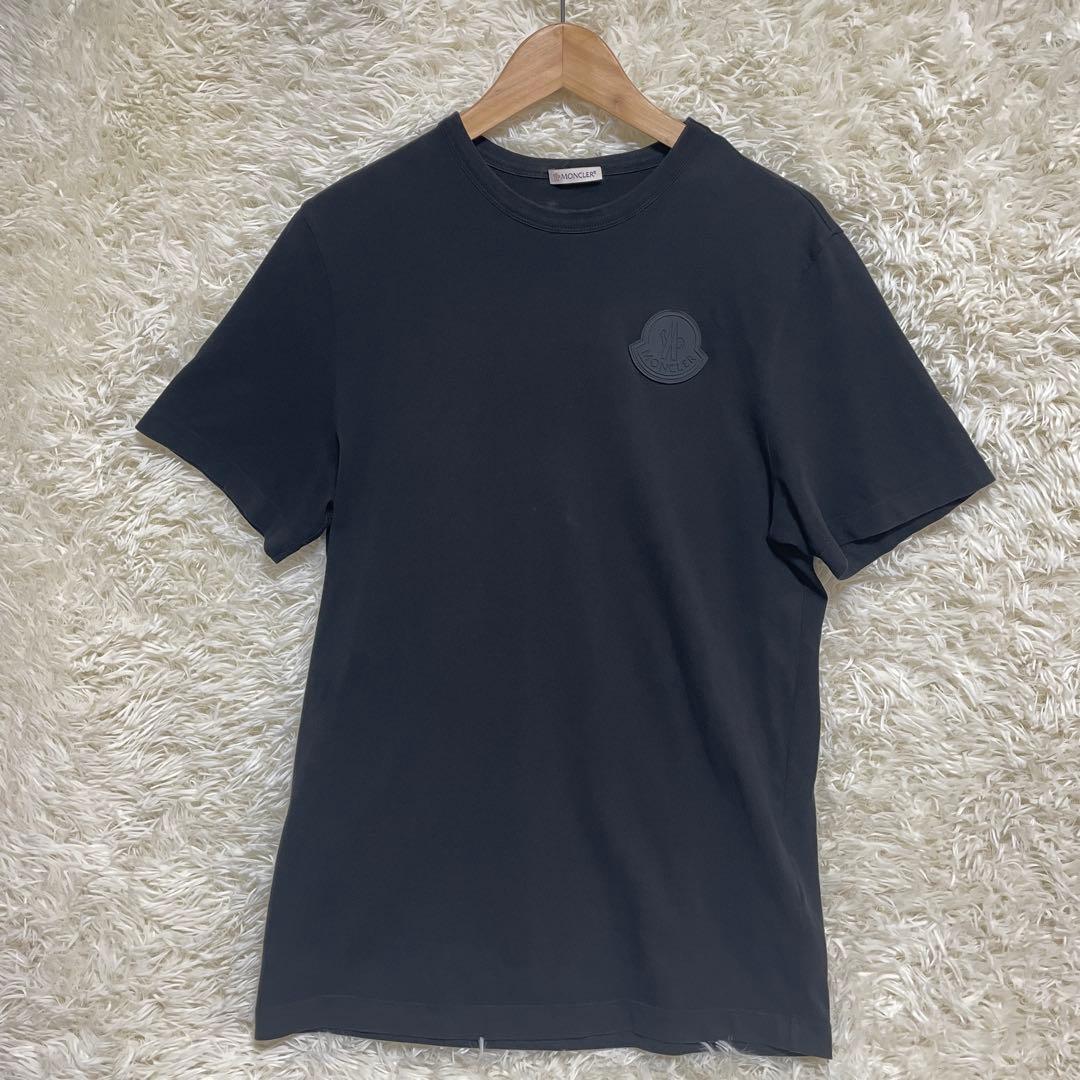 【特別価格】MONCLER ラバー　ロゴ Tシャツ 黒 半袖 立体ロゴ　英字