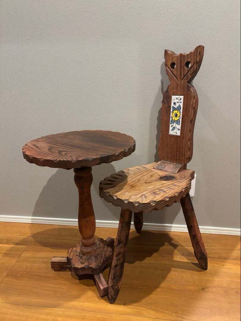 スペイン製 テーブル チェア セット タイル 猫