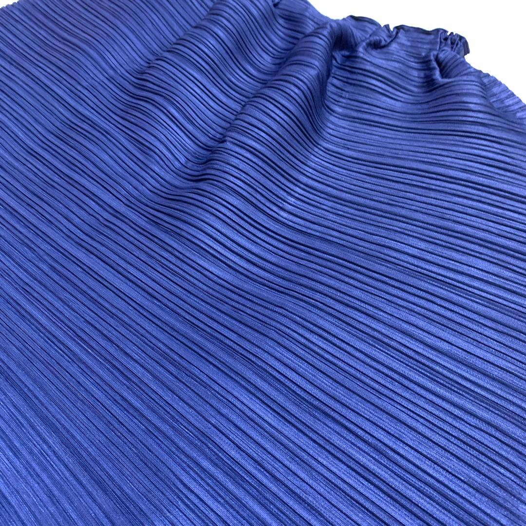 プリーツプリーズ サルエルパンツ 横プリーツ 切り替え 変形 S 青