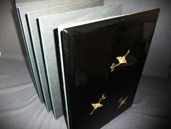 平安象彦 松喰鶴蒔絵 螺鈿 写真帳 本漆器