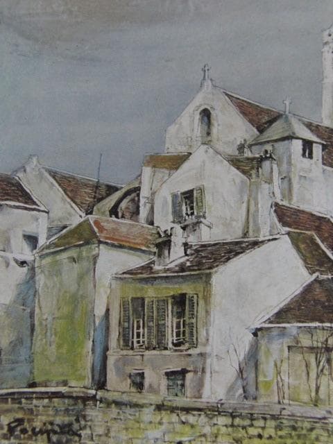 藤田嗣治、「Paysage」、希少画集の額装画、人気作品、オーダーマット付