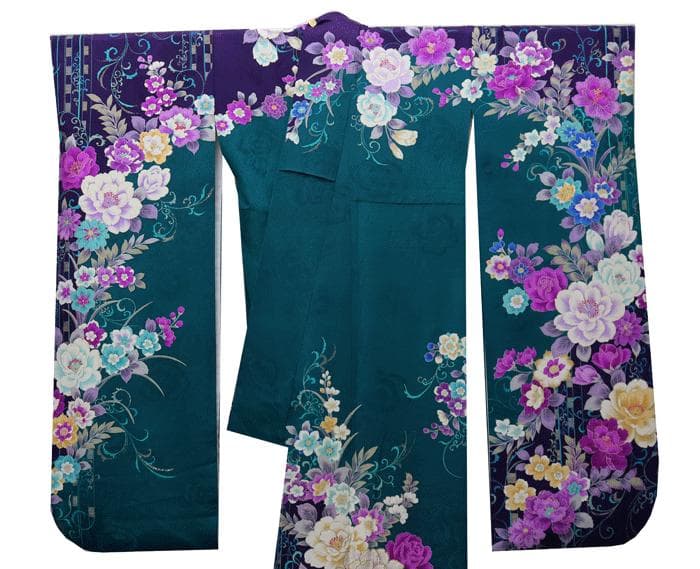 もりはなえ　振袖　 豪華な色柄　紋意匠生地 　身丈166cm 　ガード加工済