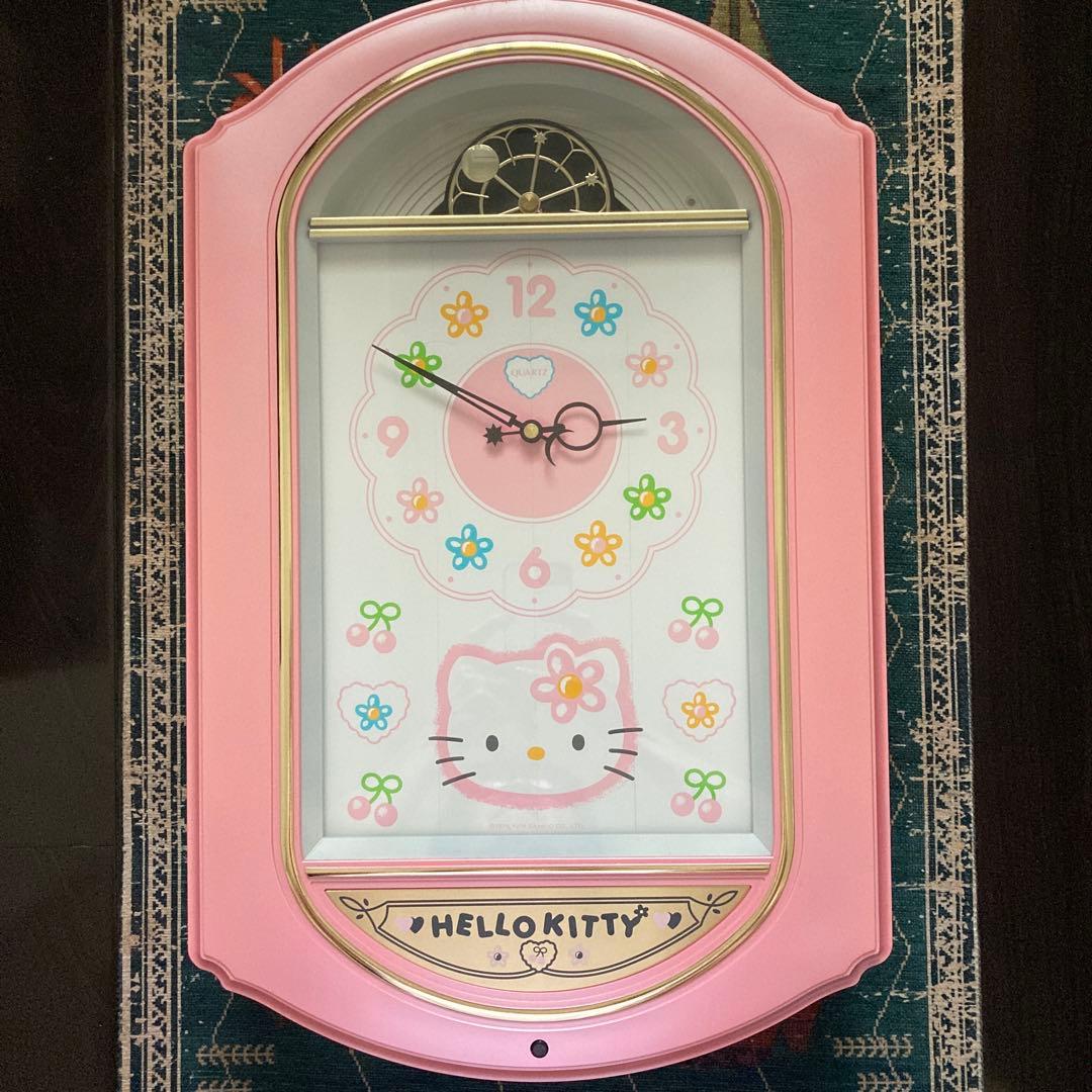 骨董品　レア　HELLO KITTY 大きいからくり時計 ピンク　キティ