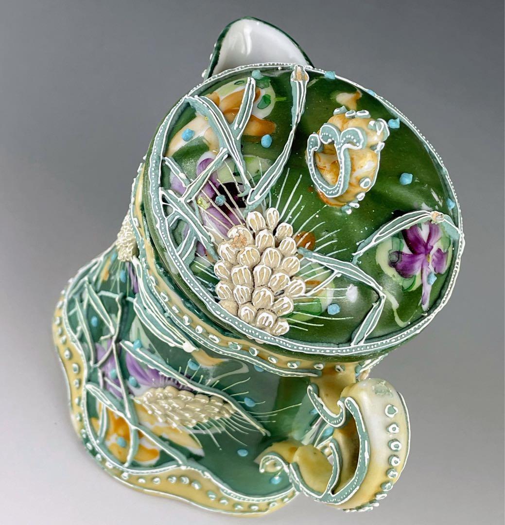 【希少】オールドニッポン アールヌーボー 麦図 一陳盛り上げ クリーマー ジャグ