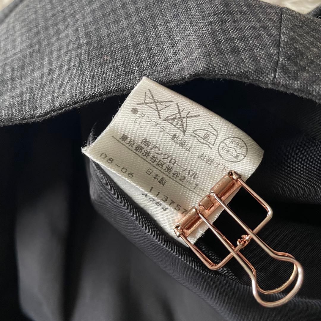 マーガレットハウエル 美品 ウールタックスカート 2 チェックグレー