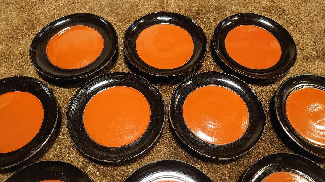 輪島塗　漆器　朱塗　栗色　豆皿　菓子皿　台皿　蔵出し　１０客