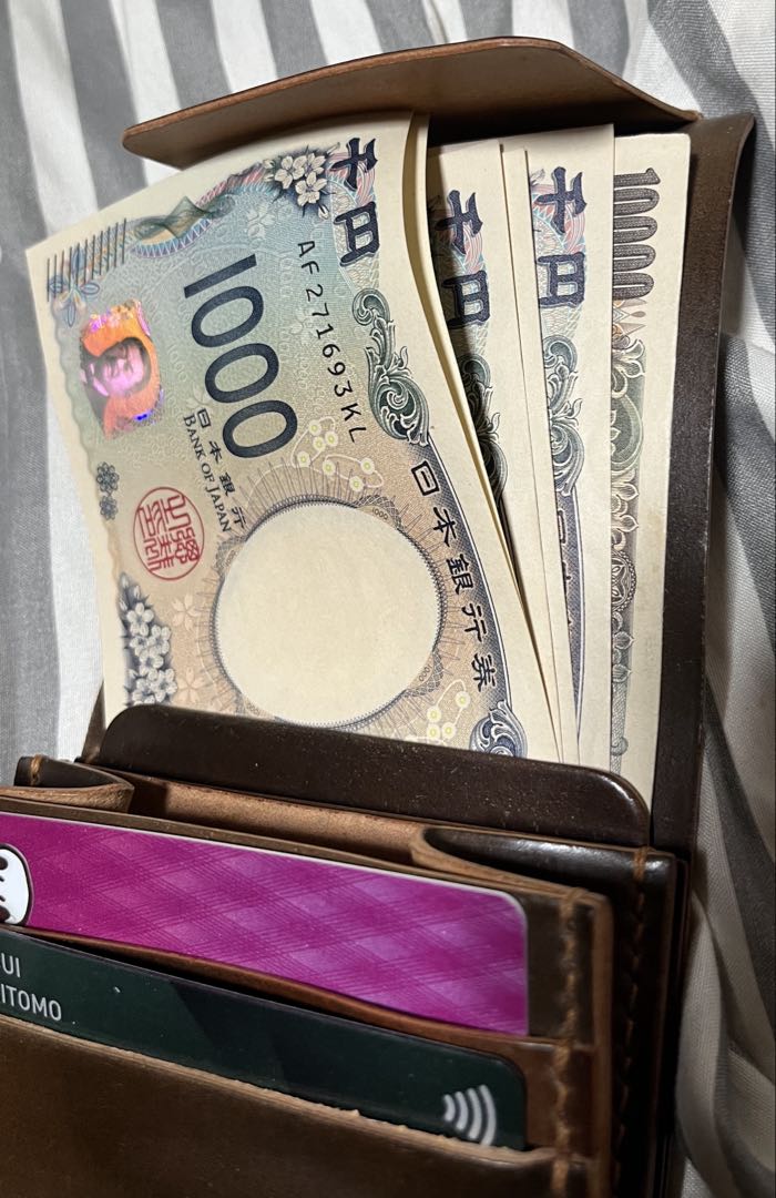 ぎ*ん様 ミニウォレットホーウィン社製シェルコードバンマーブルダークコニャック