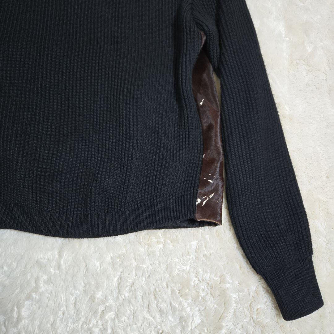 超希少 エンポリオアルマーニ ブラックポニー ハラコ毛皮 セーター ジャケット