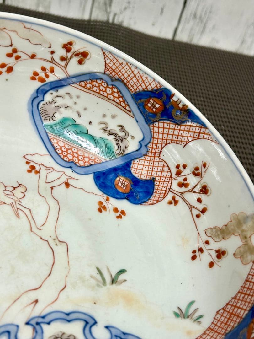 古伊万里　上手物　三重鉢　花鳥図　龍　縁起物　金彩色絵　江戸〜明治期時代物/骨董