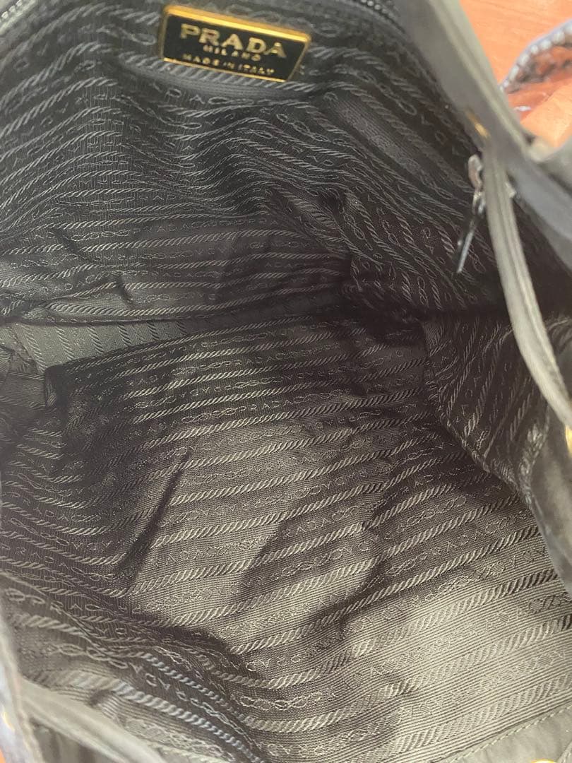 プラダ ナイロン トートバッグ ビーズ 巾着 肩掛け ブラック