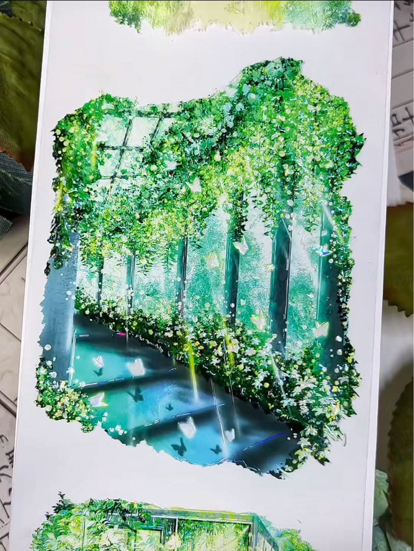 【8897】海外　マステ　2.4/4.8/巻貝殻光マスキングテープ森林　自然景色