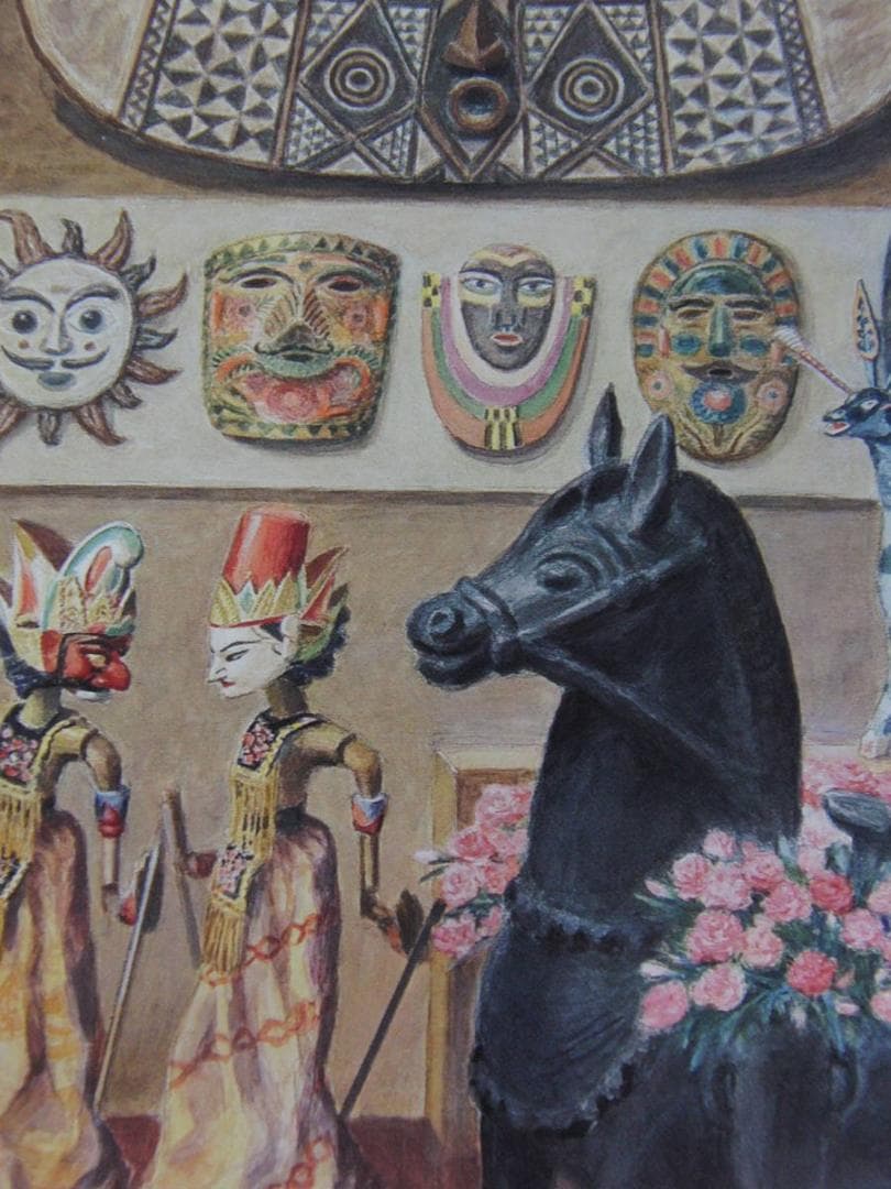 大和屋巌、【アトリエの仲間たち】、希少な額装用画集より