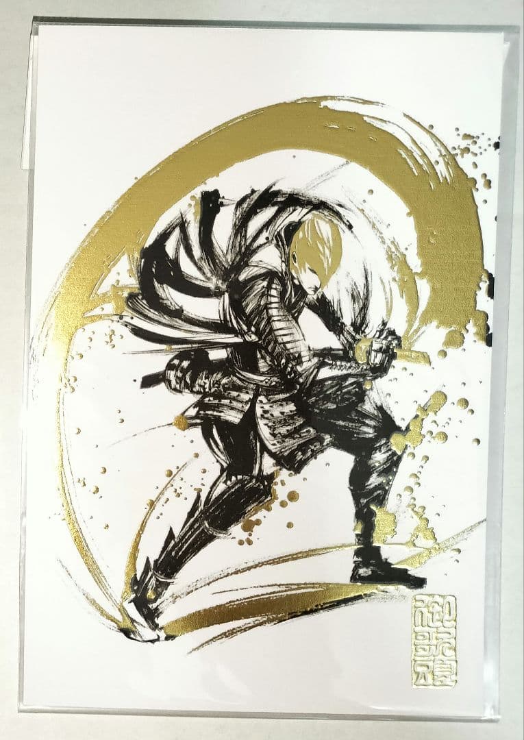 戦国BASARA 石田三成 墨絵金箔ポストカード 秋葉ノ陣 JR秋葉原