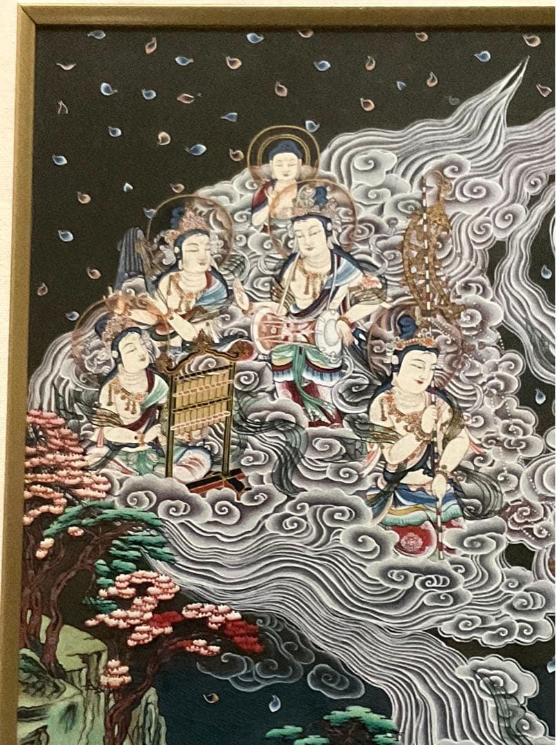 阿弥陀来迎図　手描き　仏画　肉筆　絵画