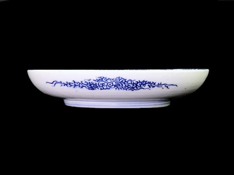 古伊万里　型刷り印判　染付　富士に龍の図　５寸皿　２枚　F175 AS-fbqv