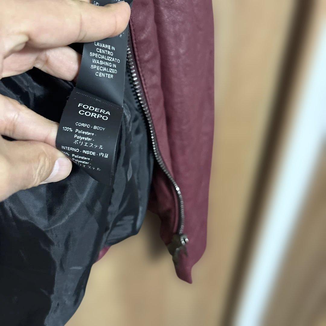 ジョルジオブラット　バーガンディ レザー シングルライダースジャケットサイズ50