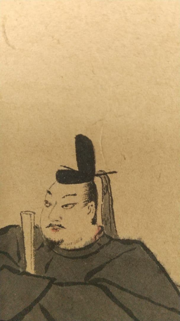 伝・狩野山楽   菅原道真像 天神様   軸先蒔絵