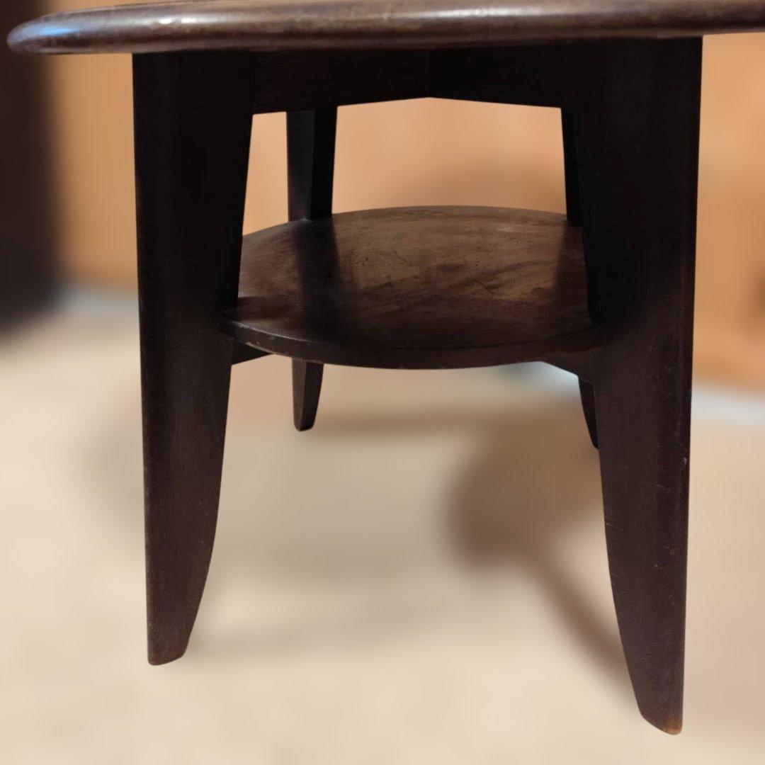 ノスタルジック 丸テーブル 昭和レトロ アンティーク ずっしり重厚 無垢材