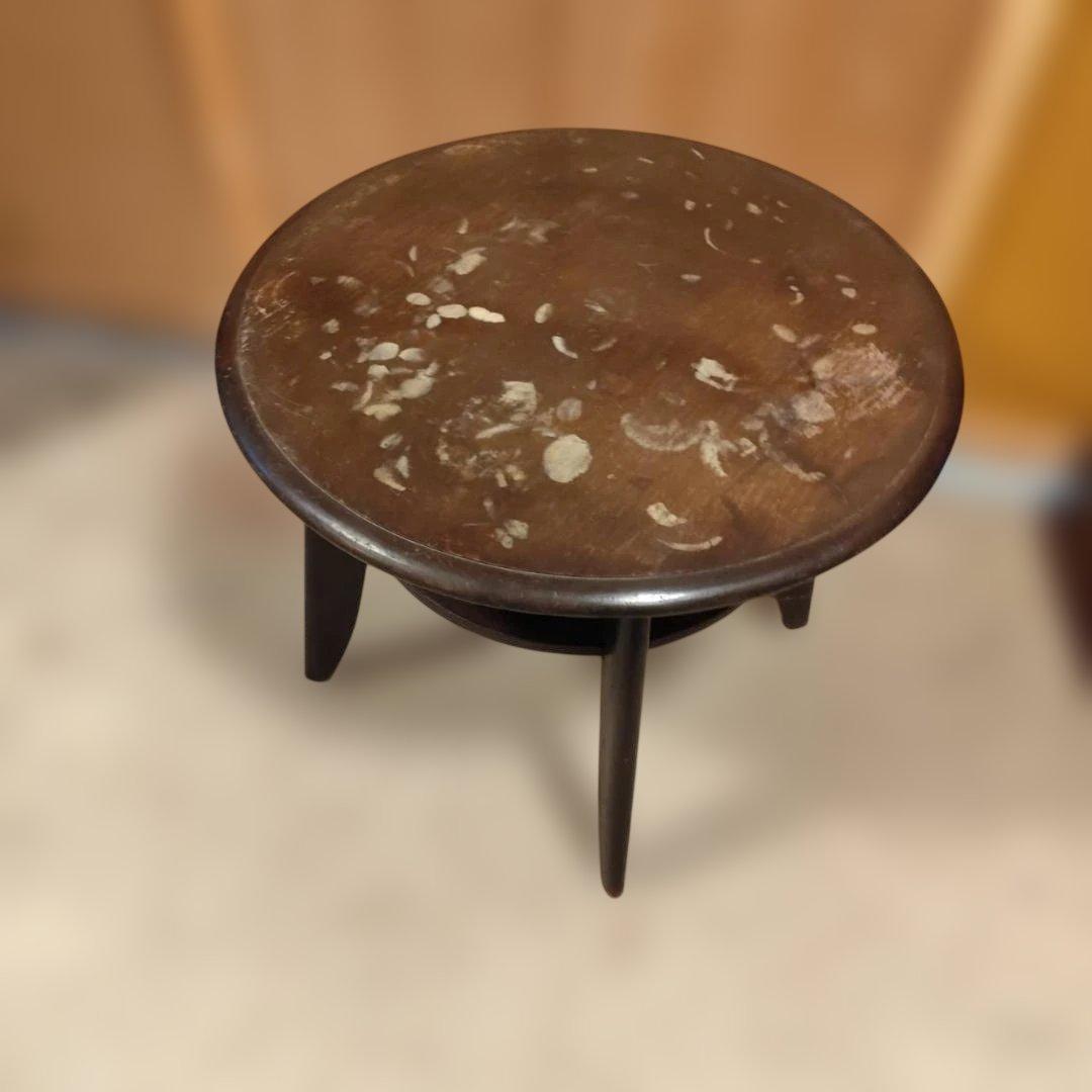 ノスタルジック 丸テーブル 昭和レトロ アンティーク ずっしり重厚 無垢材