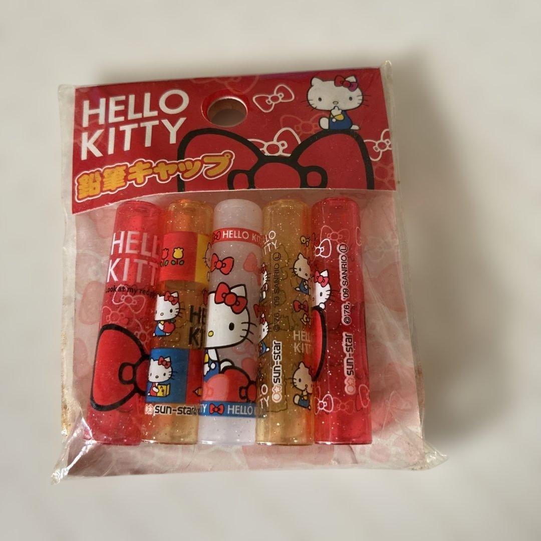 ハローキティ　お道具箱、筆箱、鉛筆キャップなどなど色々セット(未使用品、レトロ)