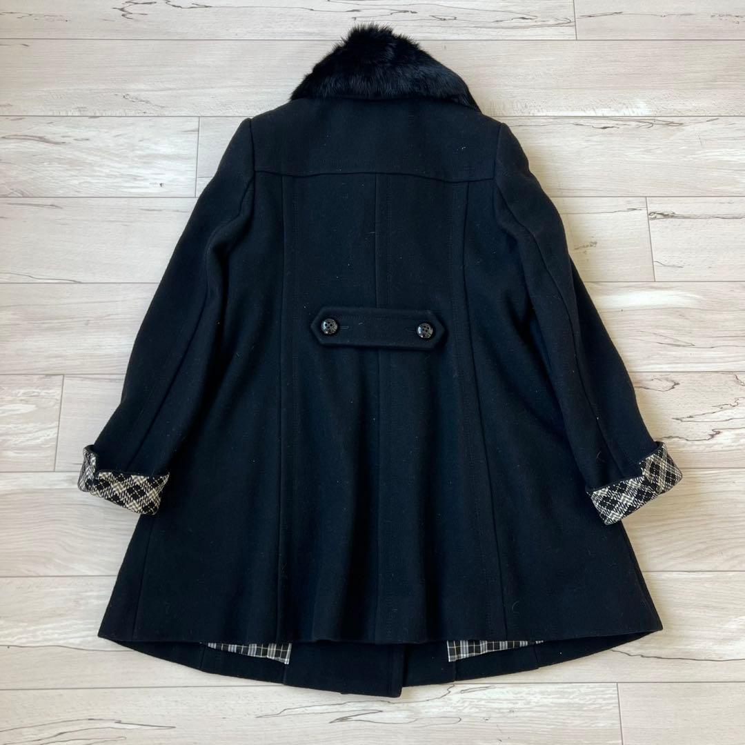 バーバリーブルーレーベル　ロングコート　ダブル　チェック　ラビット　2way