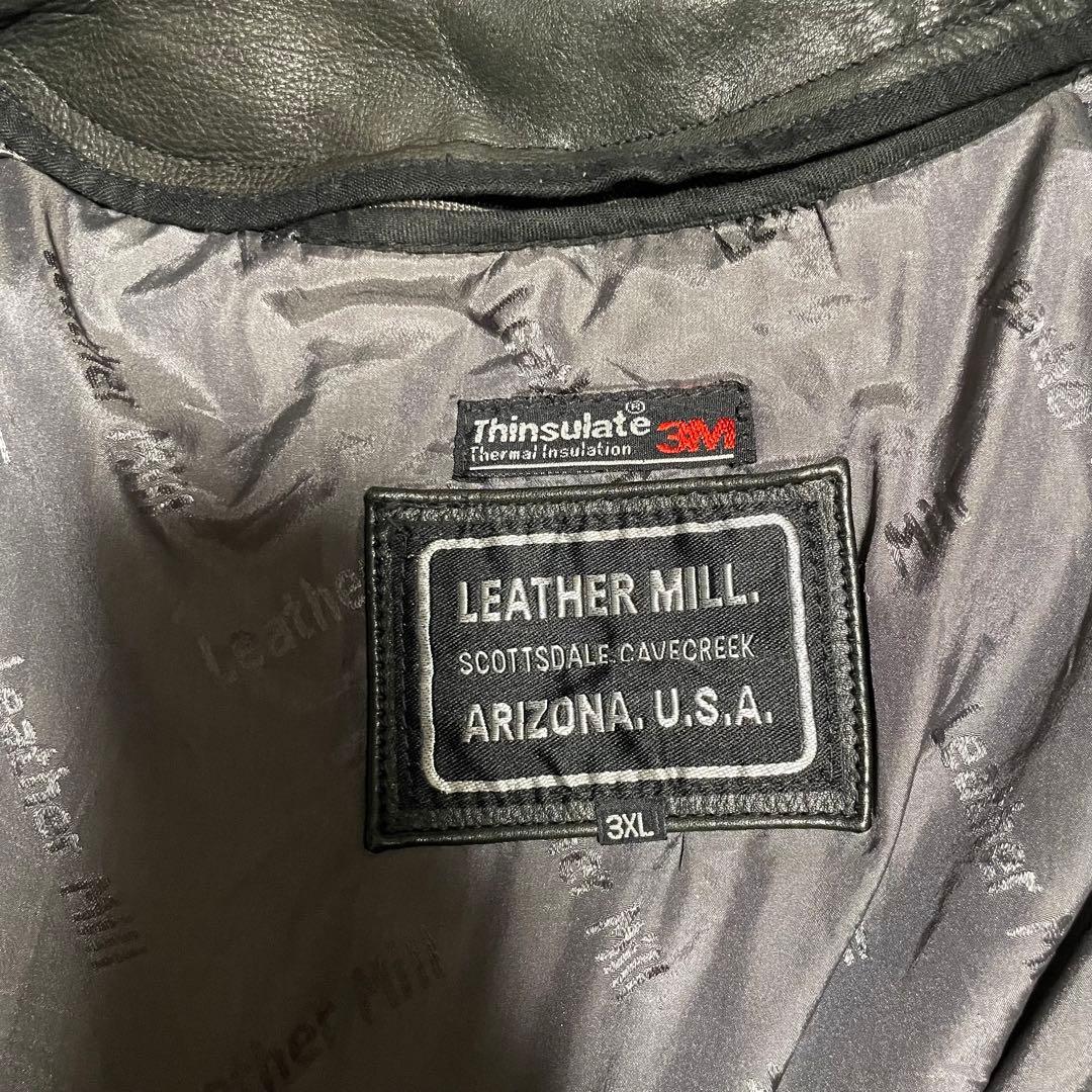 【超大きいサイズ×本革】リアルレザーシングルライダースジャケット USA 黒4L