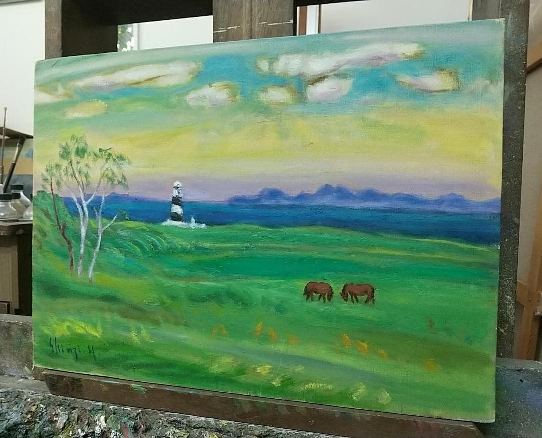 「灯台のある草原」能取岬 P8 絵画