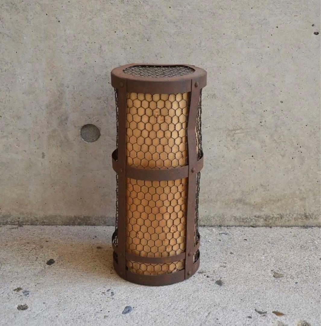 明治時代　鉄製　筒型行燈　置行燈　骨董品　オブジェ　アンティーク　レトロ