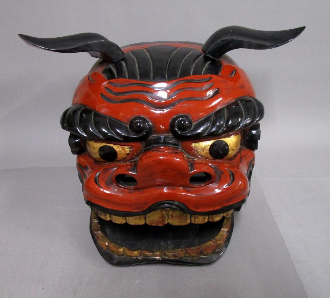 郷土工芸品［夫婦獅子頭］座布団付き