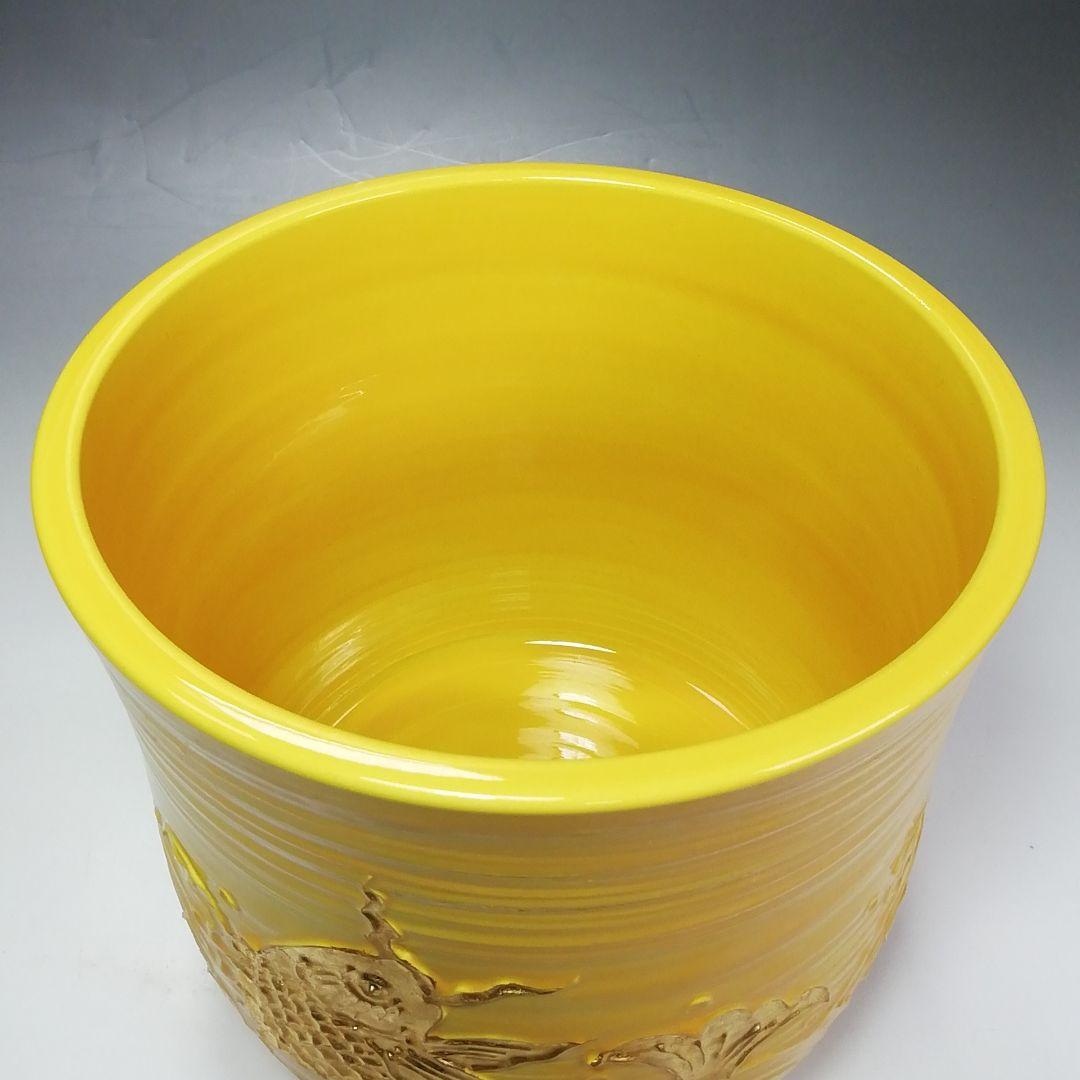 Ｓ５７０　水指　『黄交趾　荒磯』『叶松谷造』　共箱　茶道具