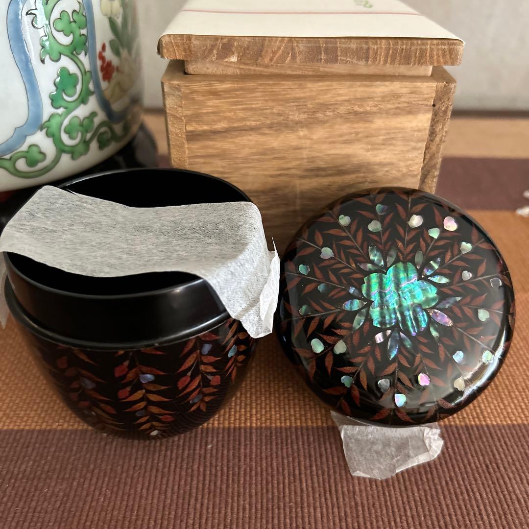 棗入れ 桜柄 螺鈿入り