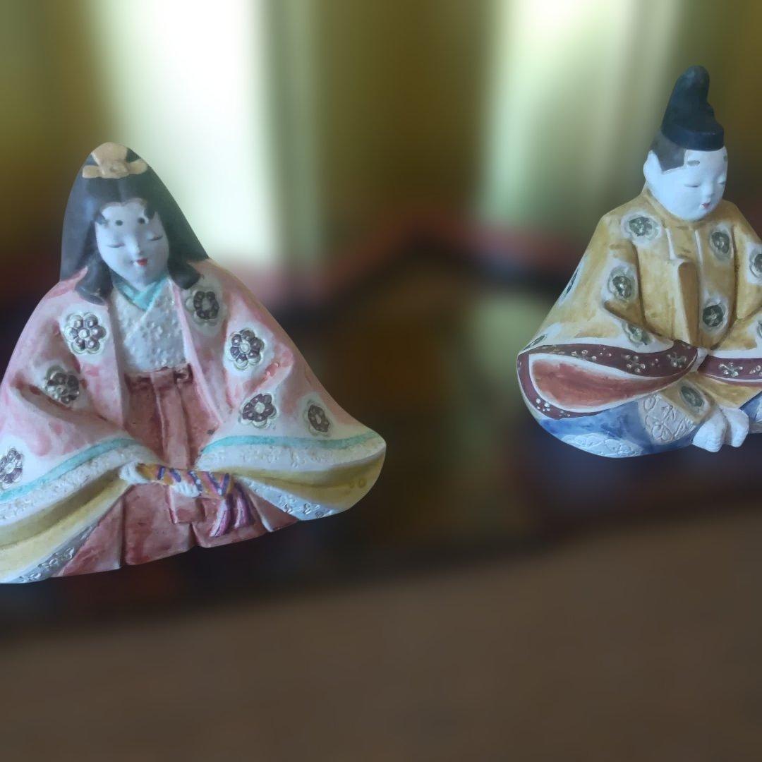 日展作家 北岡秀雄作【 雛人形 雅 】★陶器製 銘有り