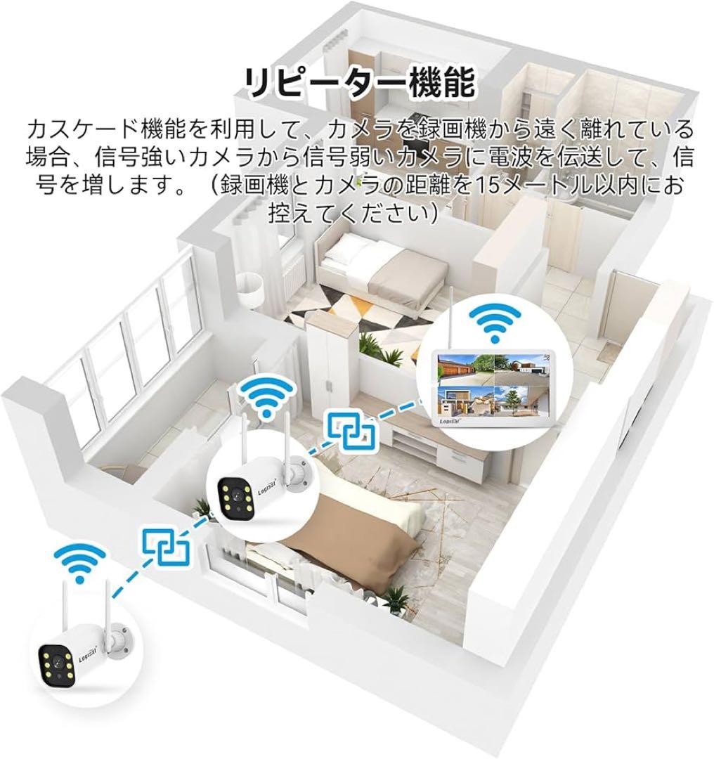【大特価】防犯カメラ 屋外 2台 モニター付き ワイヤレス 120°広角レンズ