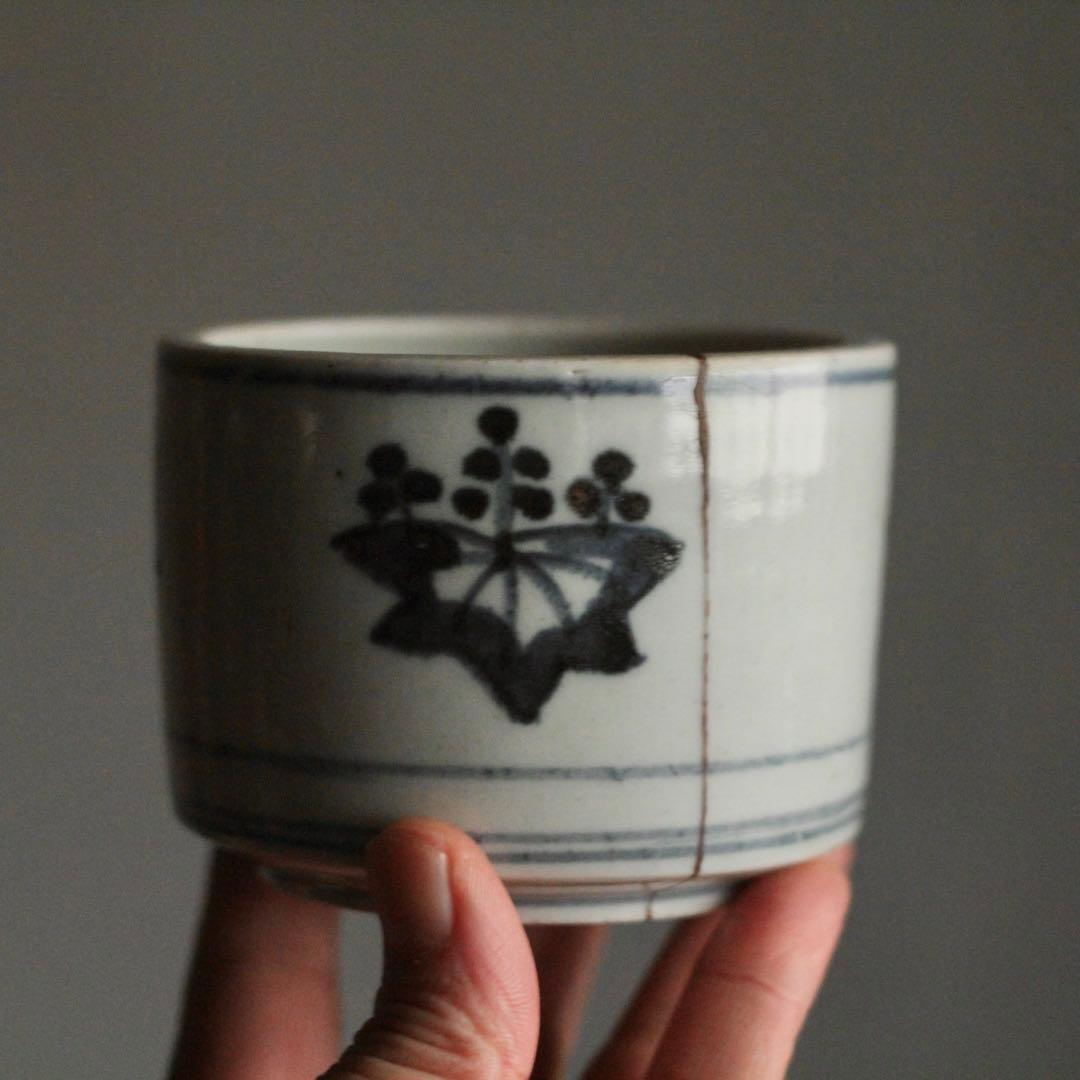 古伊万里 染付 五三の桐文様 筒茶碗 火入れ 古美術 古道具 アンティーク