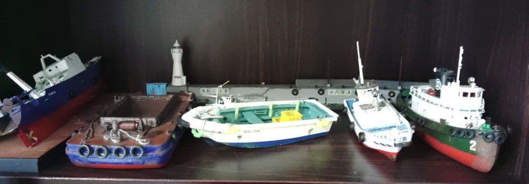 【ワンオフ】HO　完成品　艀　はしけ　バージ　船　ストラクチャー　サルベージ