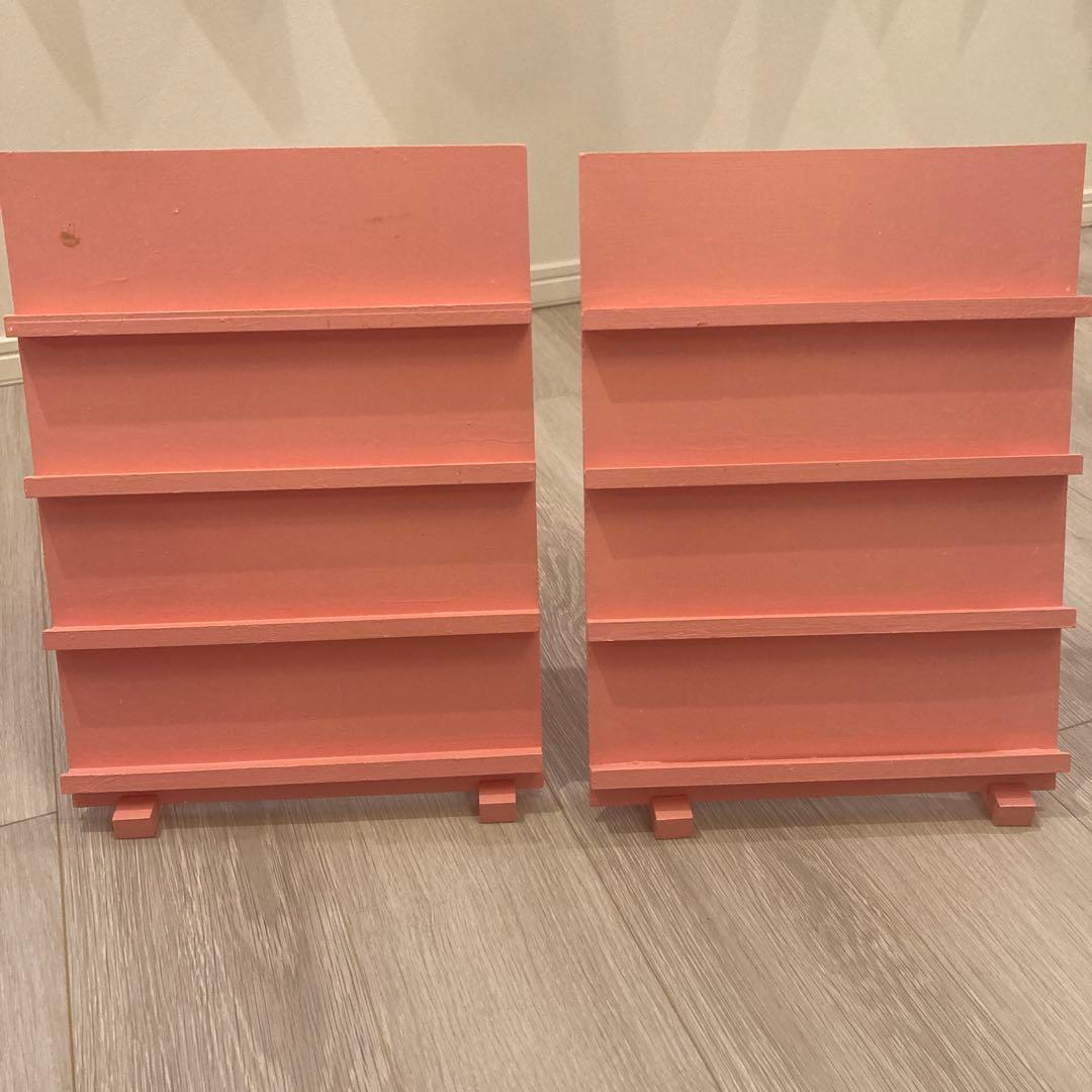 2個セット　ハンドメイド　什器　木製　ディスプレイスタンド　ピンク　マルシェ