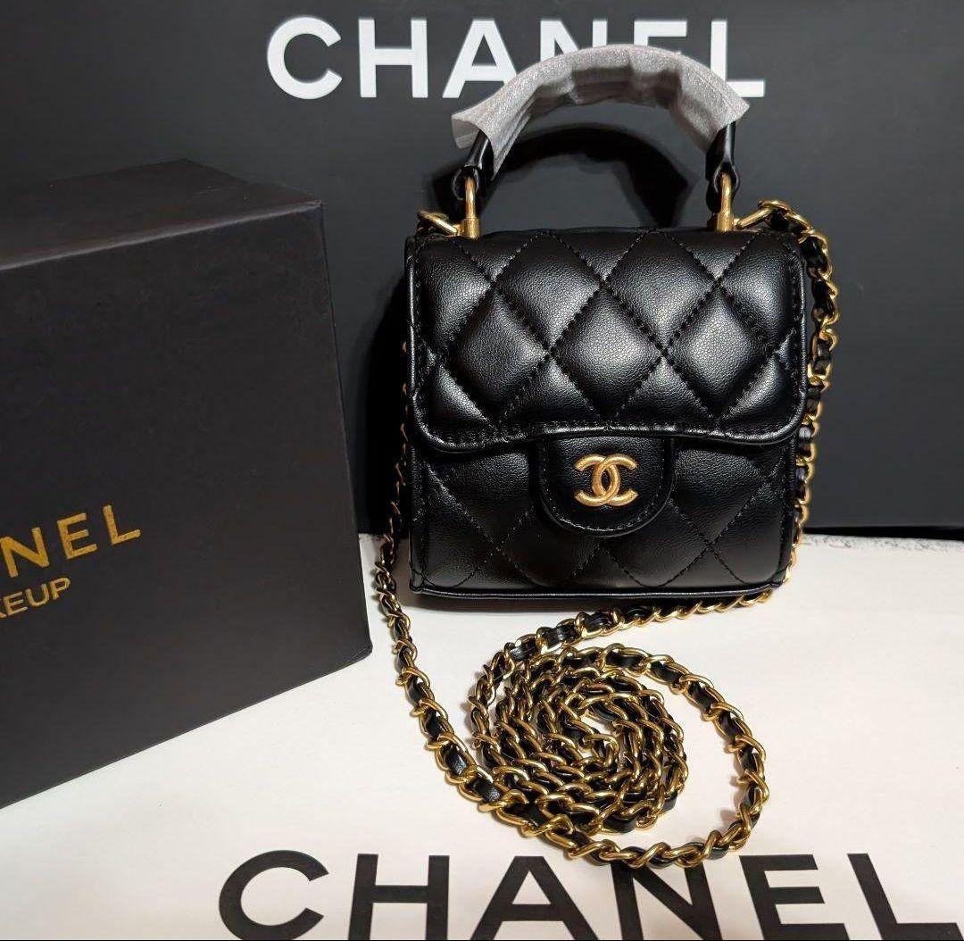 CHANELブラックキルティングチェーンショルダーミニバッグ ミニマトラッセ