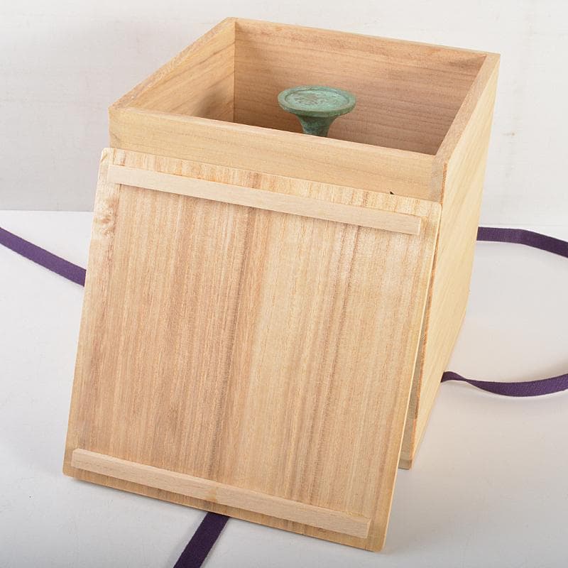 風炉師　藤井宗喜作　唐銅　桔梗口　花入　共箱　V　R7191B