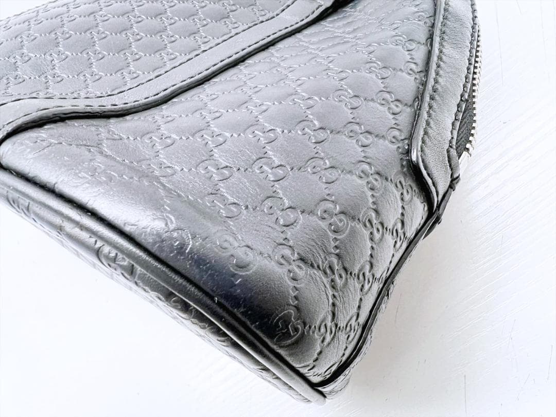 GUCCI　グッチ　マクロシマ　エンボス　ハンドバッグ　黒　449663